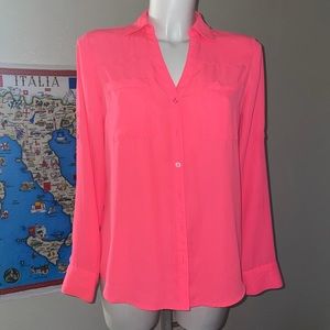 Express hot pink long sleeve blouse